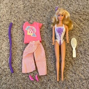 Vintage 1990 Fashion Play Barbie with accessories shown in photos.  Preowned